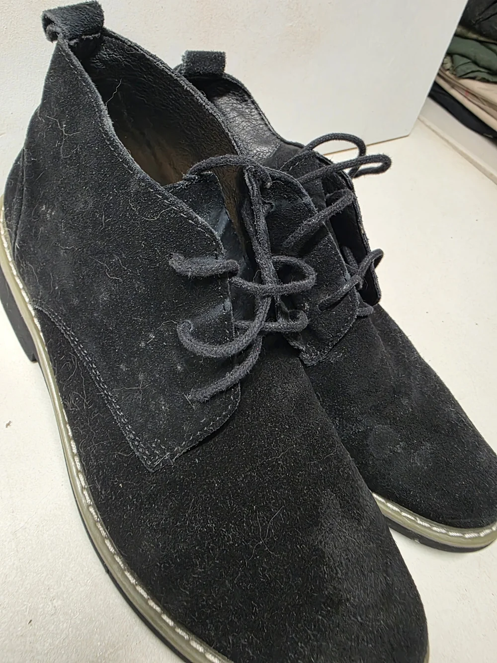 Men’s Black Suede Chukka Desert Boots Lace Up Shoes EU Size 42